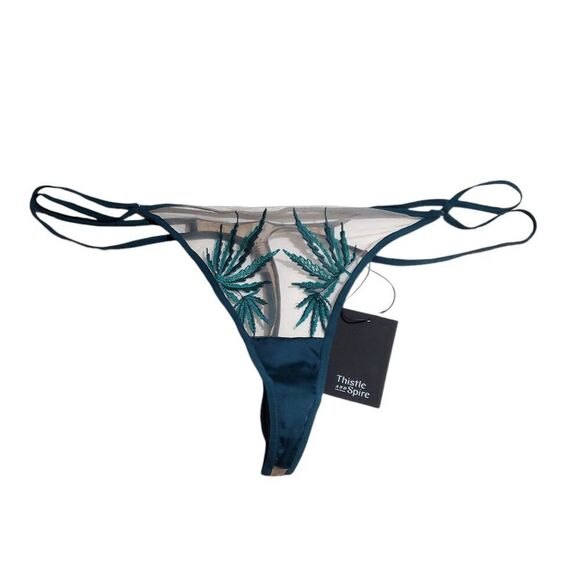 Thistle And Spire Brooklyn Haze Thong Sheer Emerald Biscotti Green Plus Size 3X - Picture 2 of 7